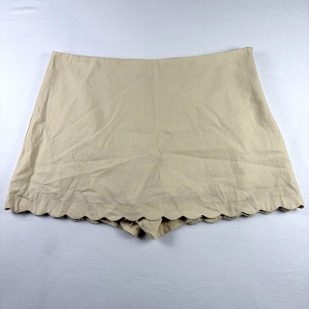 Gap‎ Linen Blend Butter Yellow Mini Scallop Skort Sz XL Summer Cottagecore